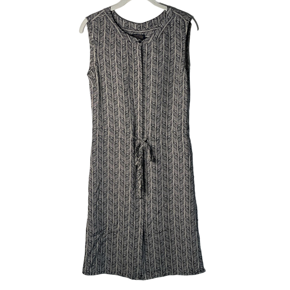 Vintage Pendleton Black and White Geometric Midi Silk sleeveless Dress M